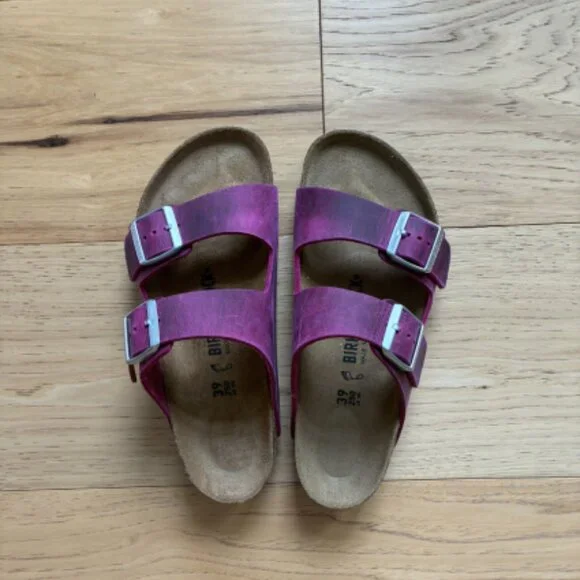NEW Birkenstock Made in Germany Arizona BS Sandals - Oiled Leathe Fuchsia unisex - Picture 14 of 14
